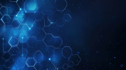 Poster - Abstract Pattern of Blue Hexagons and Lights Creates a Futuristic Atmosphere Suitable for Technological Backgrounds and Designs