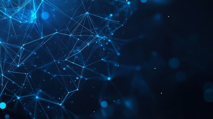 Fototapete - Abstract Digital Network in Shades of Blue, Illustrating Connections and Data Flow in a Technological Environment at Night With a Futuristic Feel