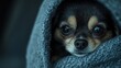 © dominic - Adorable Chihuahua Puppy Snuggled in Cozy Winter Blanket