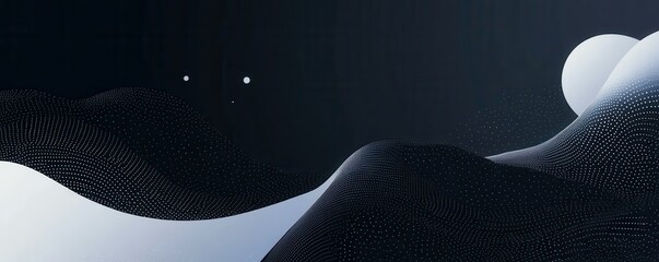 Poster - A web banner with an abstract design featuring a dark blue to black and white gradient background, a grainy texture, and ample copy space.