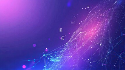 Aufkleber - Colorful Abstract Digital Background With Geometric Lines and Glowing Elements Suggesting Technology and Connectivity