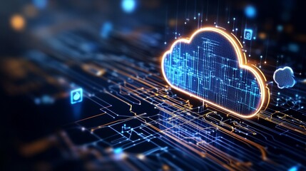 Aufkleber - Digital Cloud Network Visualizing Data Transfer and Connectivity in an Abstract Technology-Inspired Setting