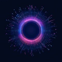 Poster - Vibrant Digital Sphere Emitting Colorful Rays in a Dark Background, Showcasing a Modern and Futuristic Design With a Glowing Circular Pattern
