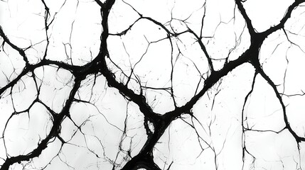 Poster - Abstract black and white image resembling cracked surfaces or veins.
