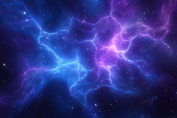 Poster - Vibrant Cosmic Nebula Displays Swirling Hues of Blue and Purple in the Vastness of Outer Space