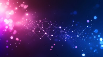 Poster - Colorful Abstract Network Design With Glowing Dots and Lines Against a Dark Background, Creating a Vibrant Digital Atmosphere