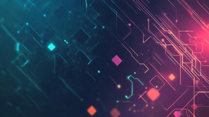 Aufkleber - Dynamic Abstract Design Featuring Colorful Geometric Shapes and Lines With a Gradient Background Creating a Modern Tech-Inspired Atmosphere