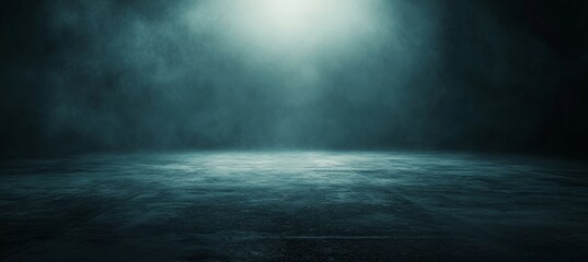 Poster - Mysterious Dark Room With Ambient Light and Haze Creating an Eerie Atmosphere Suitable for Dramatic Performances and Artistic Displays