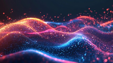 Poster - Colorful Abstract Waves of Light Creating a Mesmerizing Display of Vibrant Patterns in a Dark Environment