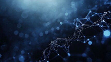 Aufkleber - Abstract Representation of Digital Connections and Networks With Glowing Particles Set Against a Dark Blue Background