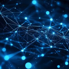 Aufkleber - Exploring Digital Networks and Connections in a Vibrant Blue Abstract Composition Showcasing a Futuristic Design With Glowing Elements