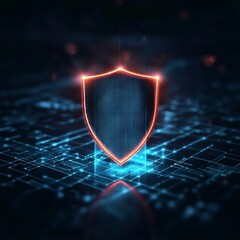 Aufkleber - Digital Shield Symbolizing Cybersecurity and Data Protection in a Futuristic Setting With Glowing Technology Elements