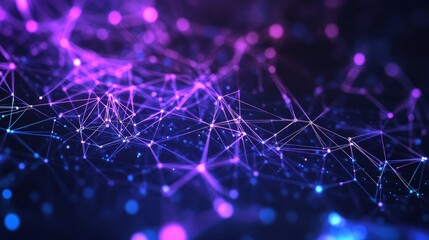 Poster - Exploration of a Vibrant Digital Network Showcasing Interconnected Nodes and Lines in Shades of Purple and Blue During a Creative Technology Event