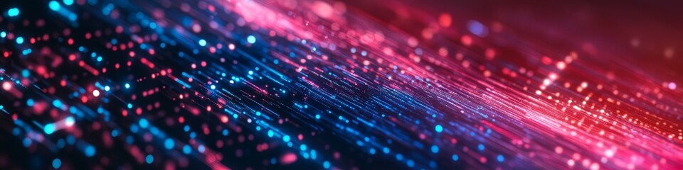 Poster - Vibrant Light Trails Create a Mesmerizing Digital Landscape Filled With Sparkling Particles and Dynamic Colors at an Abstract Level