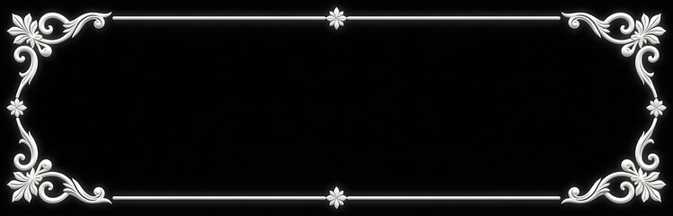 Aufkleber - A delicate white ornament borders a black background, providing ample copy space for text or design elements to be placed within it._00001_