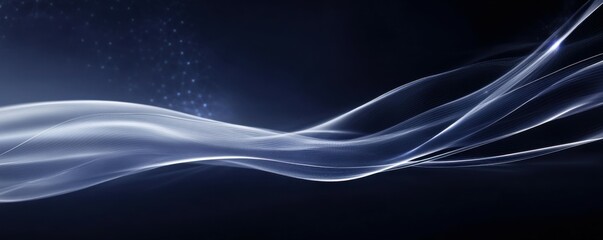 Poster - Dark blue background with white futuristic technology and digital connection lines, banner design for website header