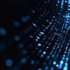 Aufkleber - Digital Data Flowing in an Abstract Network of Blue Lights Against a Dark Background at Nighttime