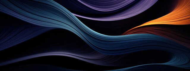 Poster - Abstract Organic Lines in Dark Tones with Hints of Color - Fluid Movement and Dynamic Textures Evoking Calm and Serenity