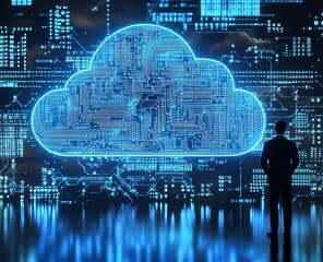 Aufkleber - Exploring the Future of Technology With Digital Cloud Concepts and Data Networks in a High-Tech Environment