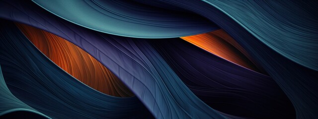 Poster - Abstract Organic Lines Flowing in Shades of Blue and Orange, Capturing the Essence of Modern Art and Design Elements for Creative Projects