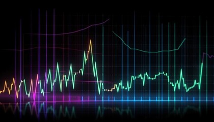 Poster - Vibrant Graphical Representation of Business Market Trends and Data Analysis with Colorful Indicators and Lines