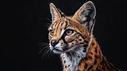 Poster - Ocelot portrait with dark background.