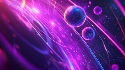 Poster - Colorful Abstract Representation of Particles in Motion Illustrating Energy and Light in a Cosmic Environment