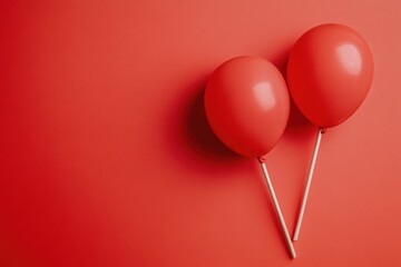 Poster - Two red balloons on matching background.