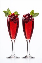 Poster - Two glasses with red drink, berries, and mint.