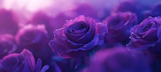 Poster - Purple roses soft focus, glowing background.