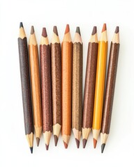 Poster - Ten brown colored pencils on a white surface.