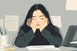 © Nia™ - tired business woman sleepy and bored from sitting at a desk for a long time and has office syndrome