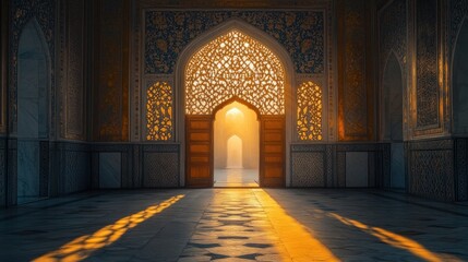Poster - Ornate doorway with sunlight.