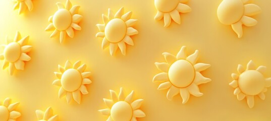 Poster - Yellow suns pattern on a light background.