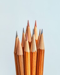 Poster - Group of sharpened pencils with brown wood and colored tips.