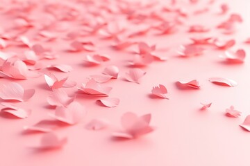 Poster - Pink petals scattered on light pink surface.
