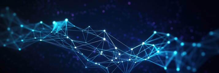 Poster - Abstract Blue Background with a Geometric Network Design, Perfect for Technology and Creative Projects in a Digital Environment