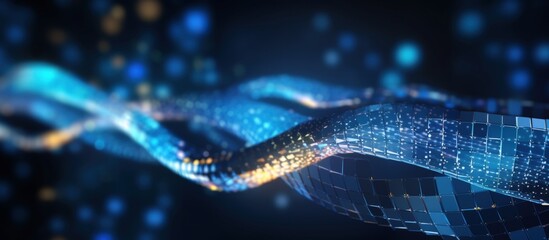 Poster - Futuristic Data Stream with Dynamic Waves of Light and Colorful Particles in a Digital Environment