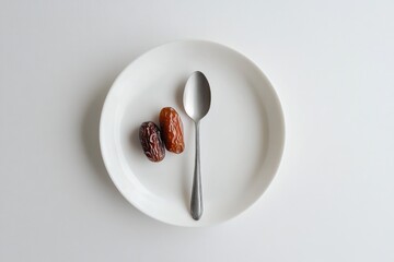 Poster - Plate with two dates and a spoon.