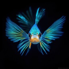 Poster - Vivid blue fish facing camera.