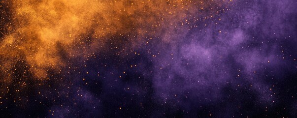 Wall Mural - dark noisy grainy background purple orange black abstract glowing shape poster header cover backdrop