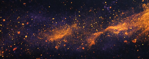 Wall Mural - dark noisy grainy background purple orange black abstract glowing shape poster header cover backdrop