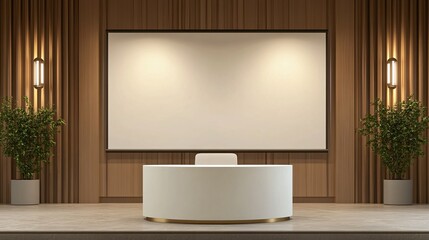  Modern Conference Room Setup with Minimalist Design and Blank Screen for Presentations