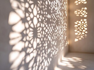 Poster - Ornate pattern shadow cast on wall in light.