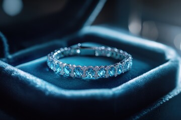 Aufkleber - Blue gemstone bracelet in a velvet box.