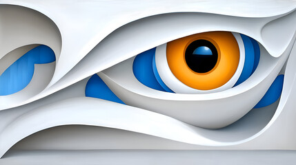 Aufkleber - A stylized, abstract depiction of an eye featuring vibrant colors and fluid shapes.