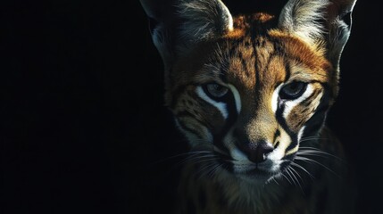Aufkleber - Ocelot portrait with intense stare and dark background.