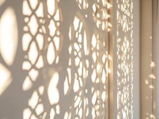 Poster - Ornate wall casting patterned light shadows.