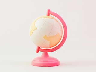 Poster - Pink globe on a stand against white backdrop.