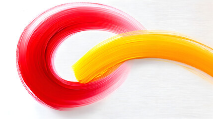 Aufkleber - A vibrant abstract design featuring sweeping strokes of red and yellow paint against a light background.